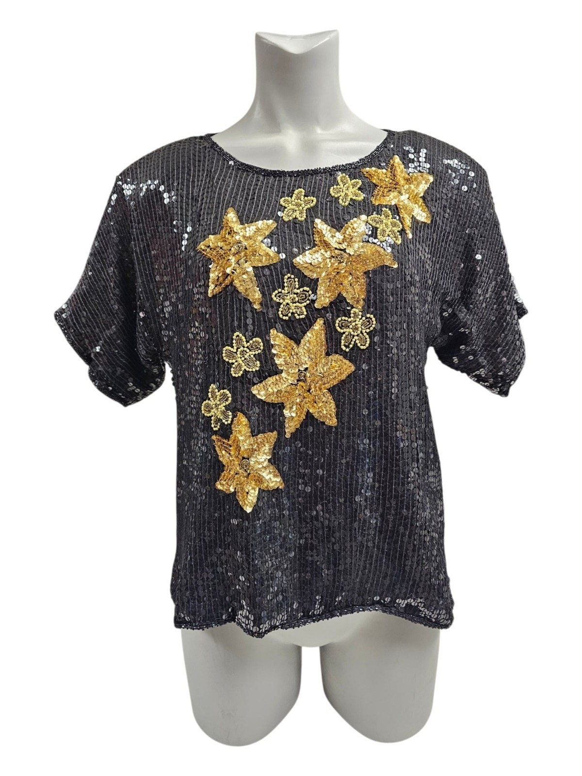90s – 00s Night Vogue fully beaded silk blouse . large . made in India