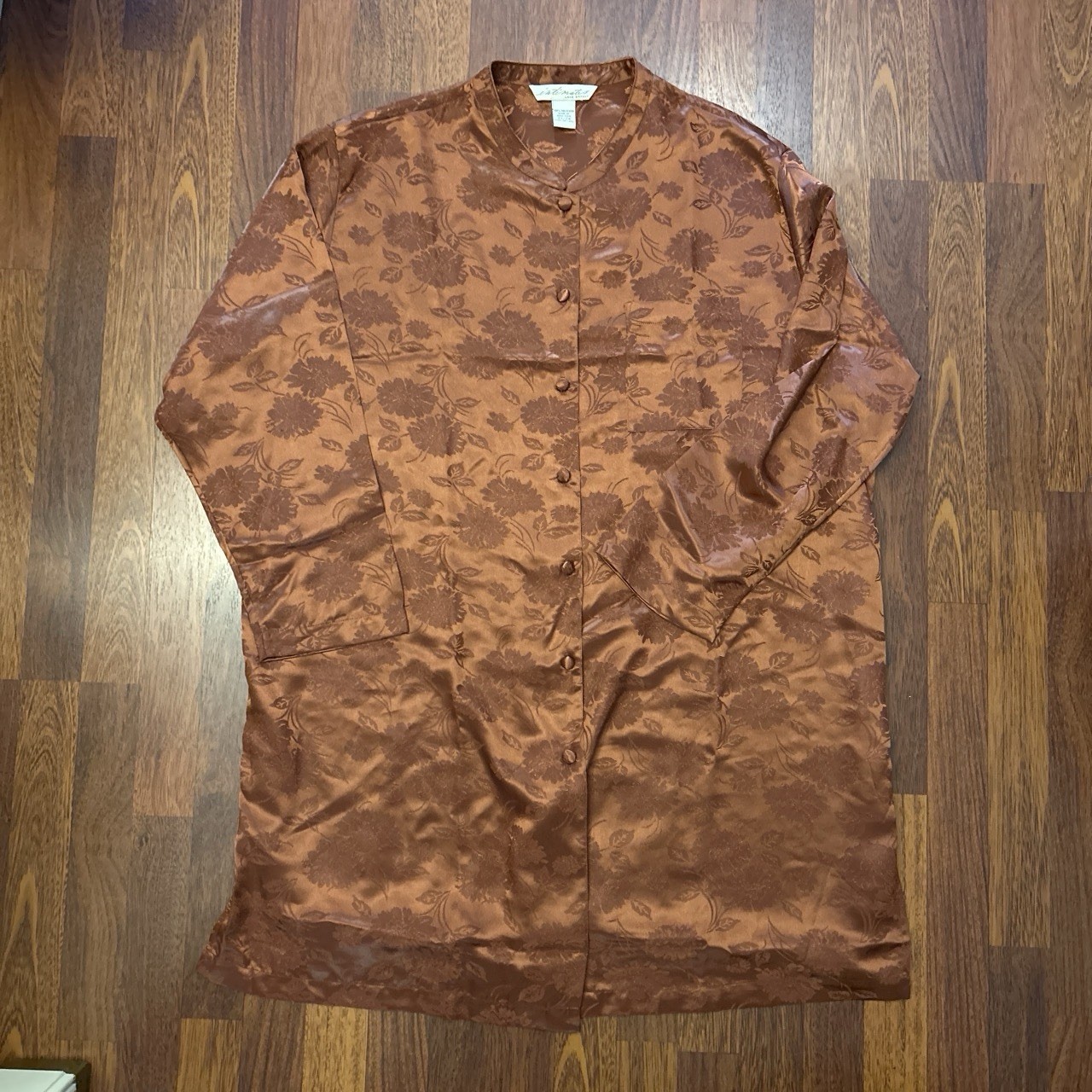 Vintage Lane Bryant Intimates Kimono Rust Orange Floral Button Down Size 22/24