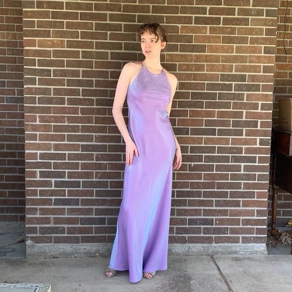 90’s Chelsea Nites Lavender Iridescent Beaded Gown Size S/M