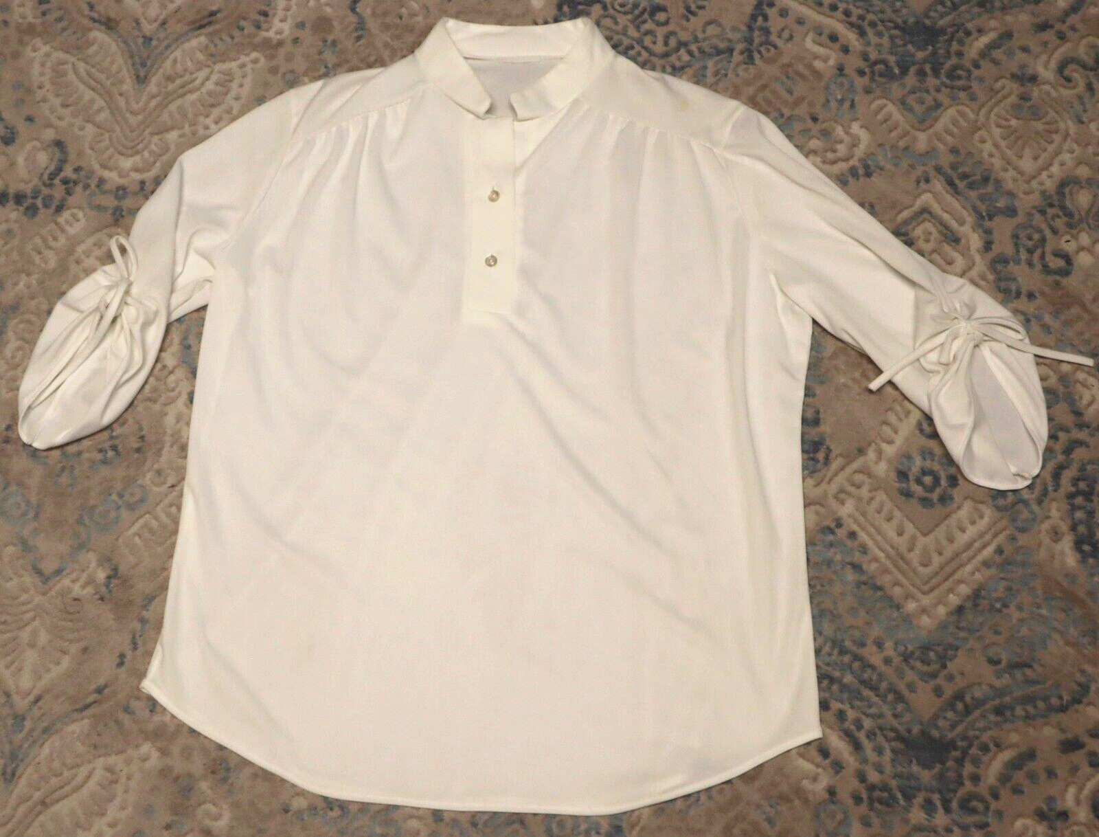 Vintage 1970s womens 1/2 sleeve white polyester blouse size 18 (check measuremen