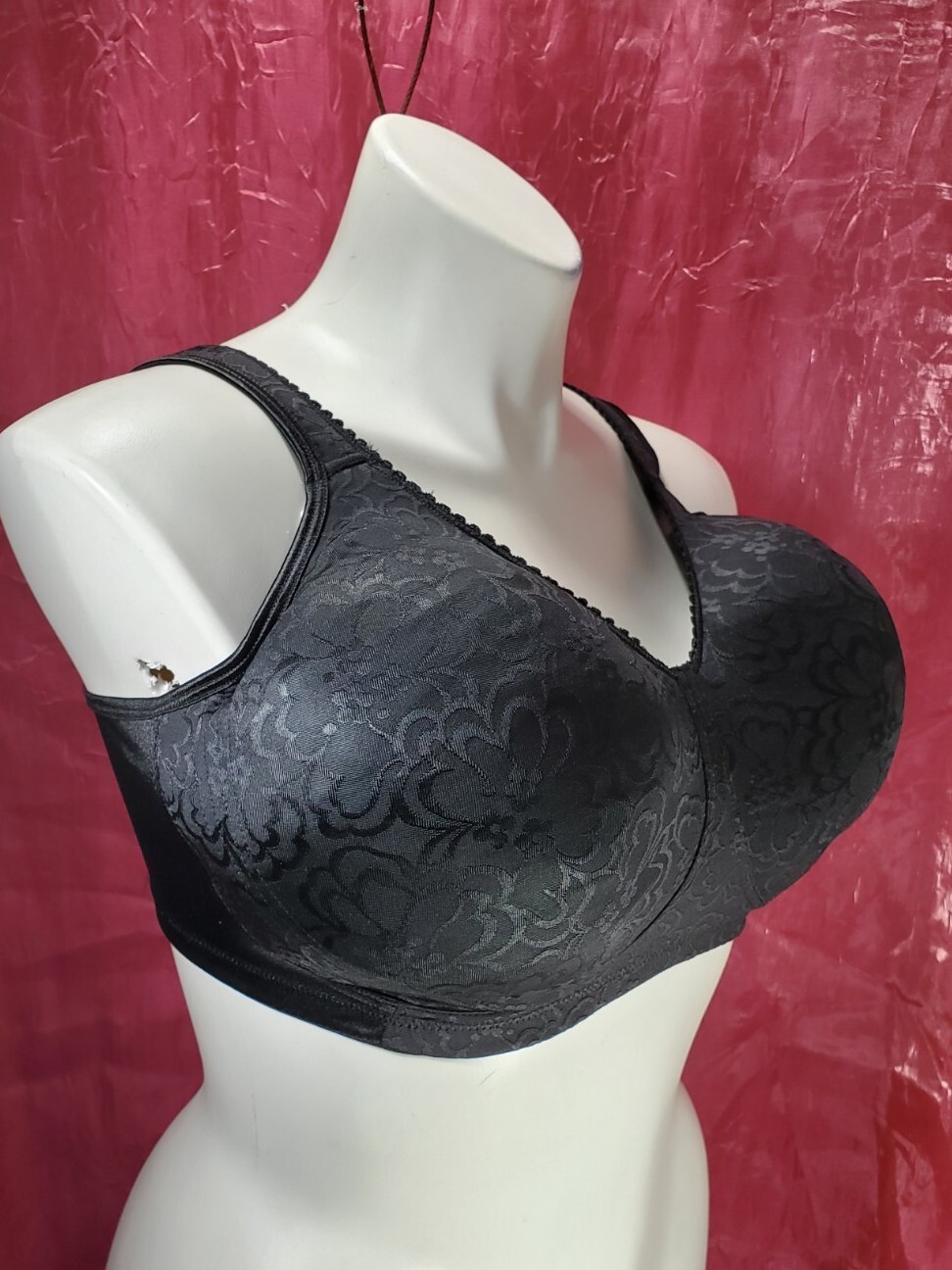 Playtex Silky Satin Bra Size 42G Black Lace Sexy Sissy Pin-up Crossdress Y2K