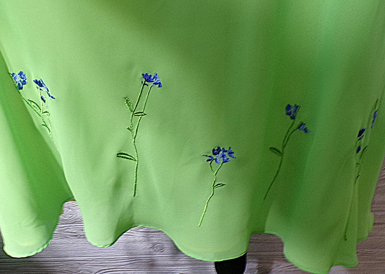 Vtg Slip Dress XL 2 pc Peignoir Chartreuse Purple Floral Embroidered Fairy Y2k