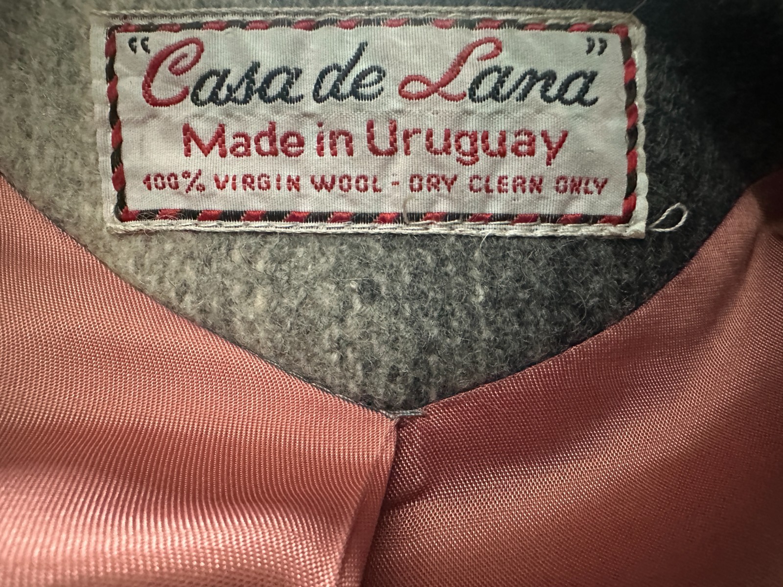Vintage 1970s Variegated Gray Striped Wool Belted Hooded Coat Casa de Lana
