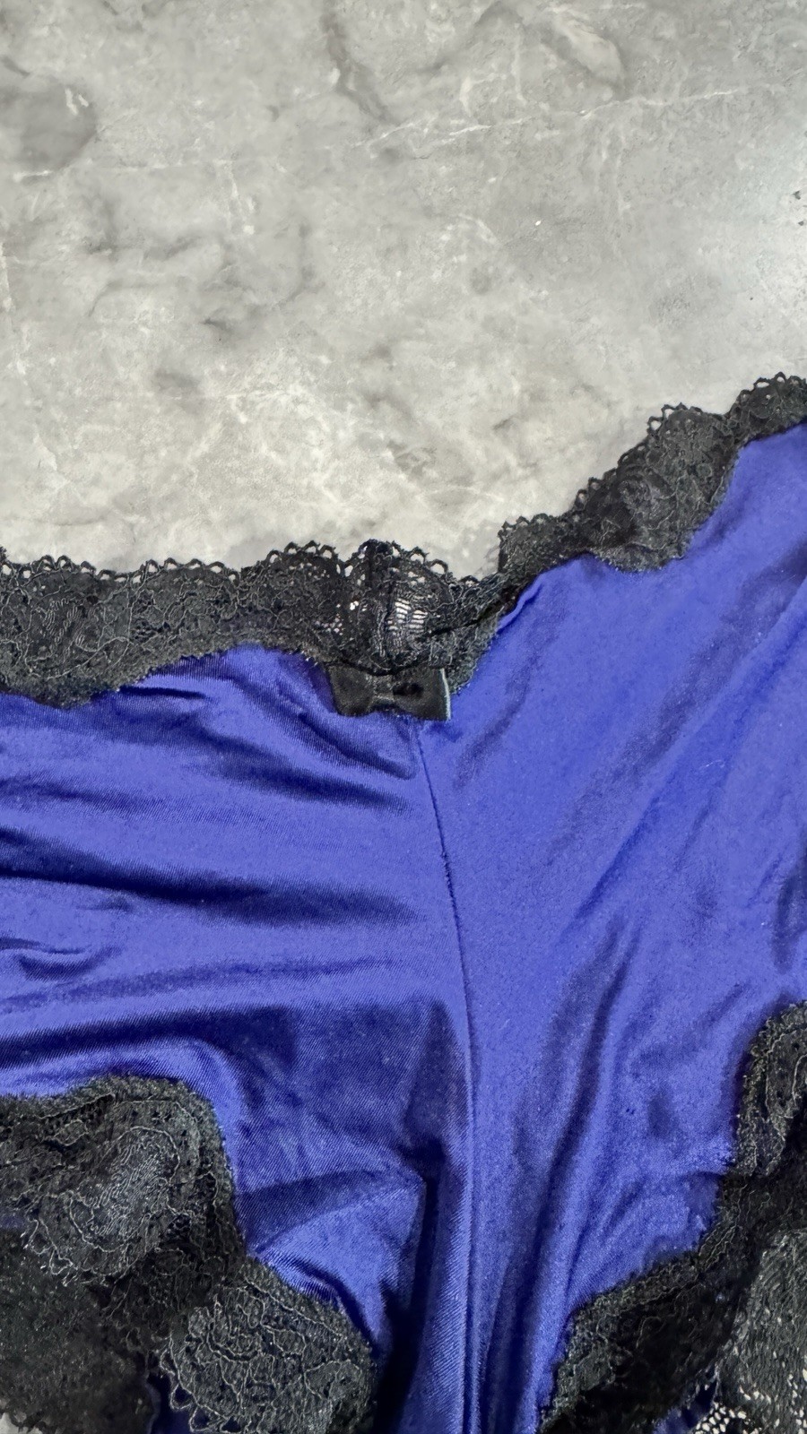 2011 Vintage Victoria Secret Blue Second Skin Liquid Silk Cheeky Panties Sz M
