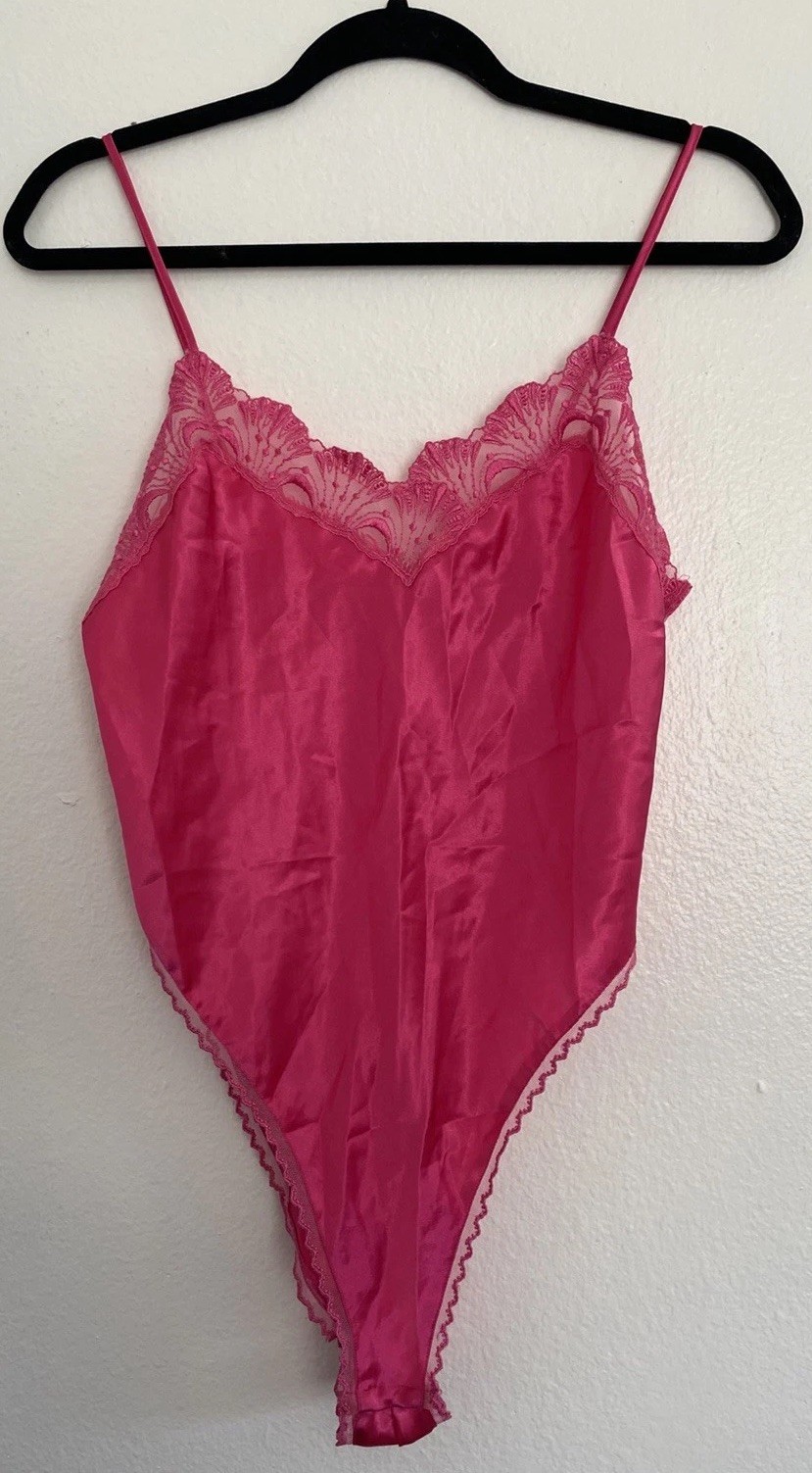 Victorias Secret Gold Label Teddy Bodysuit Hot Pink Size S Lace EUC Vintage 90s