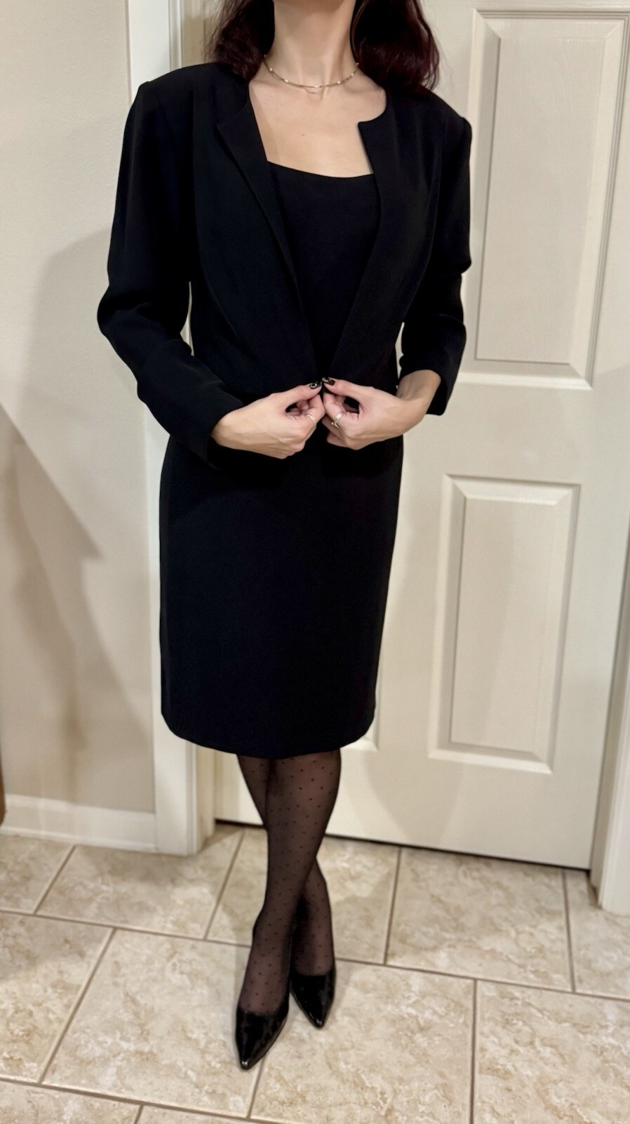 Vtg Y2K Maggy London Size 14 Black Cocktail Spaghetti Strap Dress with Bolero