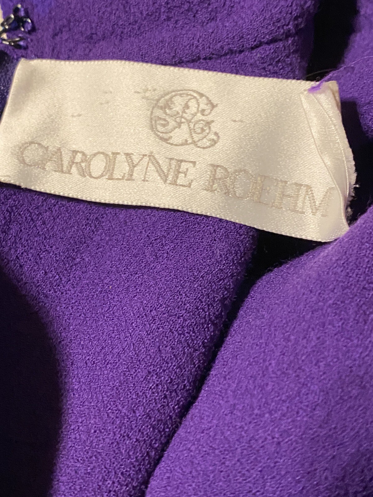 VTG 1980s Carolyne Roehm Couture, Dress Purple Wool MIDI Long Sleeve Pullover 10