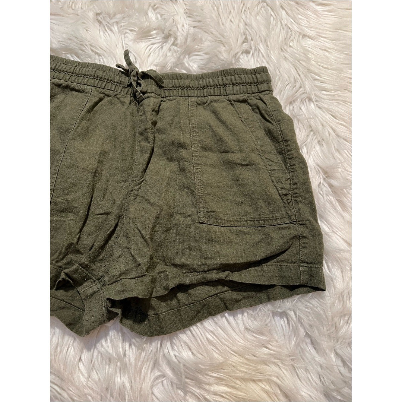 Old Navy Women’s Size Medium High Rise Linen Short Hunter Pines Green Utility