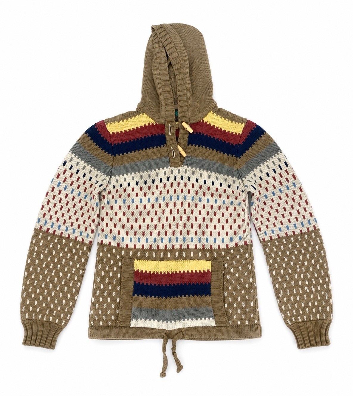 Vintage 1970’s CHEGO Acrylic Hooded Pullover Sweater Nordic Design M Neutrals