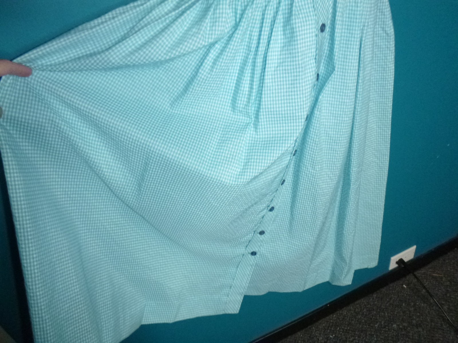 NOS Vtg 60s Shirtwaist Dress Turquoise Gingham W/ Belt Sz 20 XL/XXL *VOLUP*