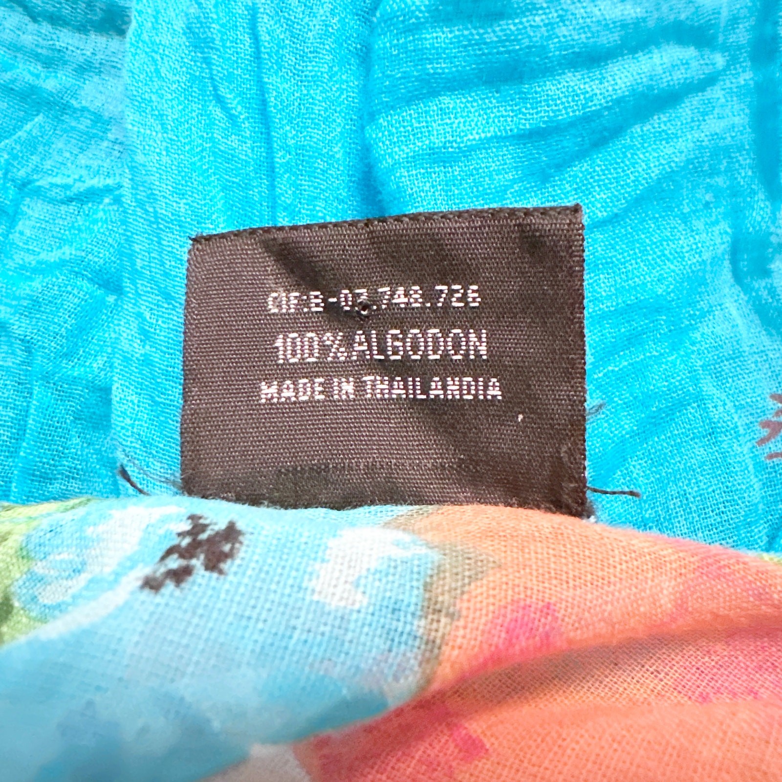 90s Thai Artisanal Dramatic Drop-Shoulder Tunic Dress Electric Turquoise Cotton