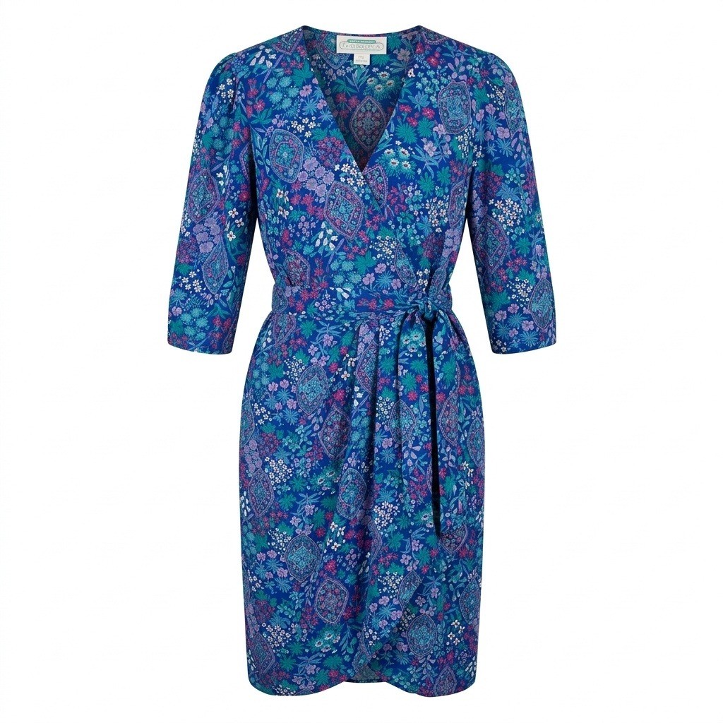 80s Vintage Jane Schaffhausen Belle France Wrap Dress Size 6 Cottagecore Floral