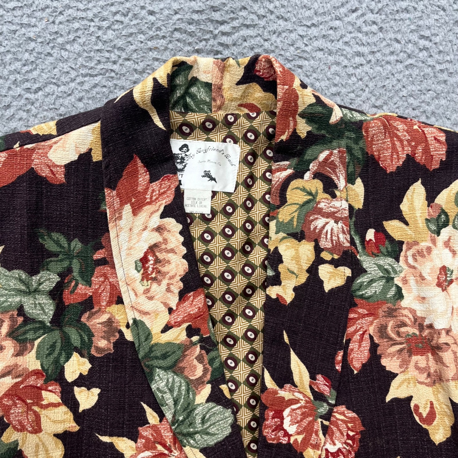 Vtg My Boyfriends Back Jacket Womens OS Floral Blazer Retro Cottagecore USA