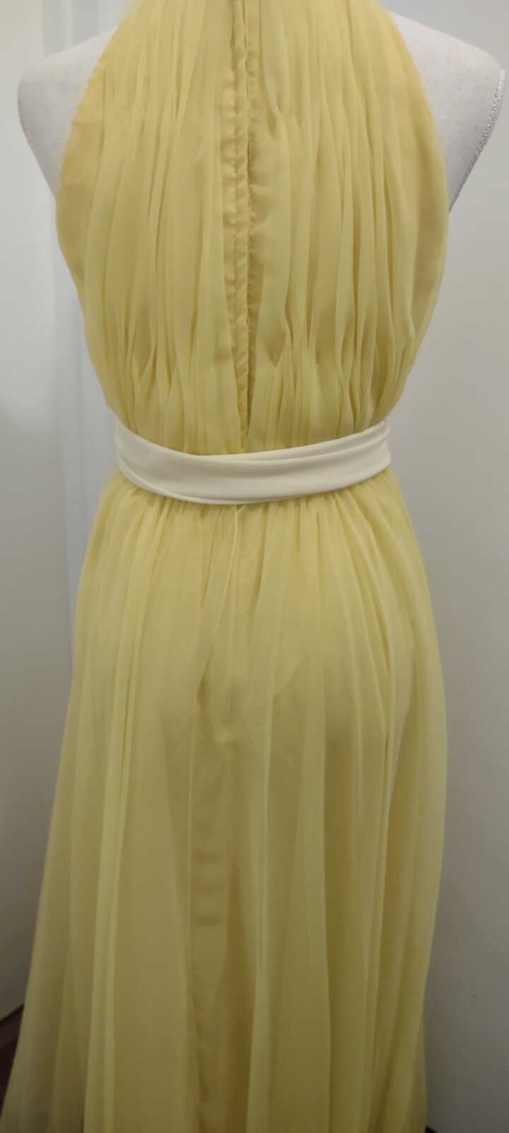 Vintage Kiki Hart NY Two Tone Yellow Chiffon Gown W Trailing Cape Grace Kelly