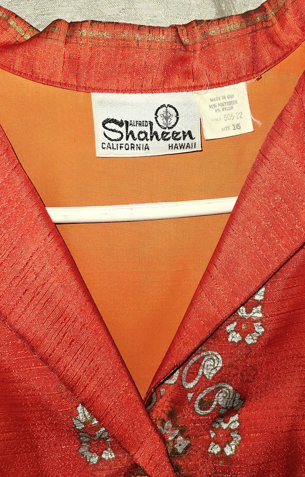 Alfred Shaheen red/silver glamorous vintage 1970s Hawai’ian cocktail dress Elvis