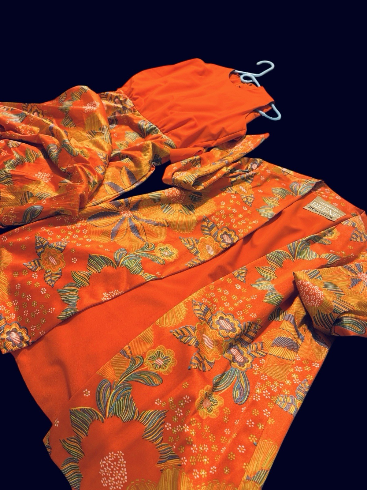 RARE VTG Geoffrey Beene Boutique Maxi Dress & Jacket Orange Marked Sz 12 EVC