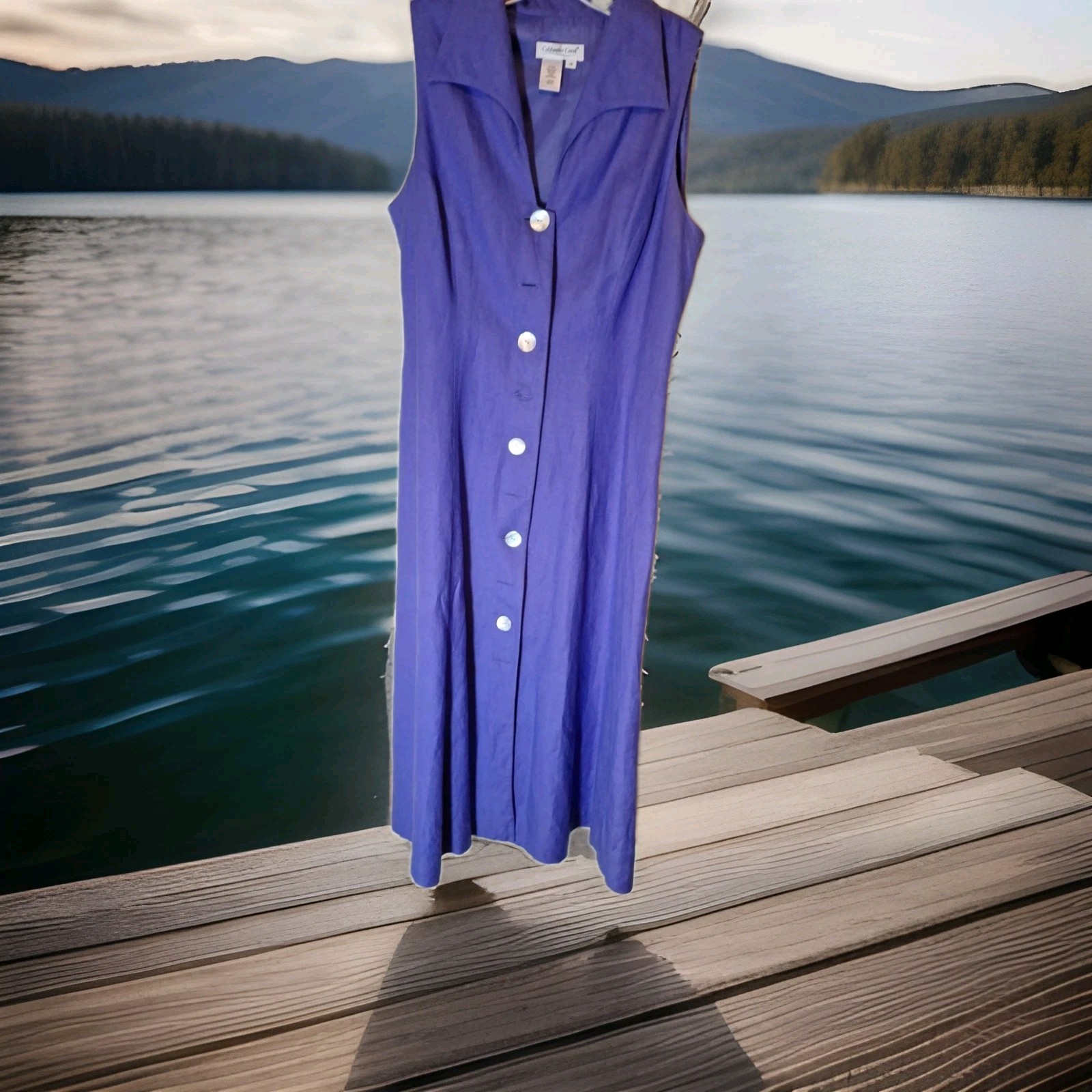 VTG Sz14 Lavender/Purple Lined Sleevles Coldwater Creek Long A Line Dress 146