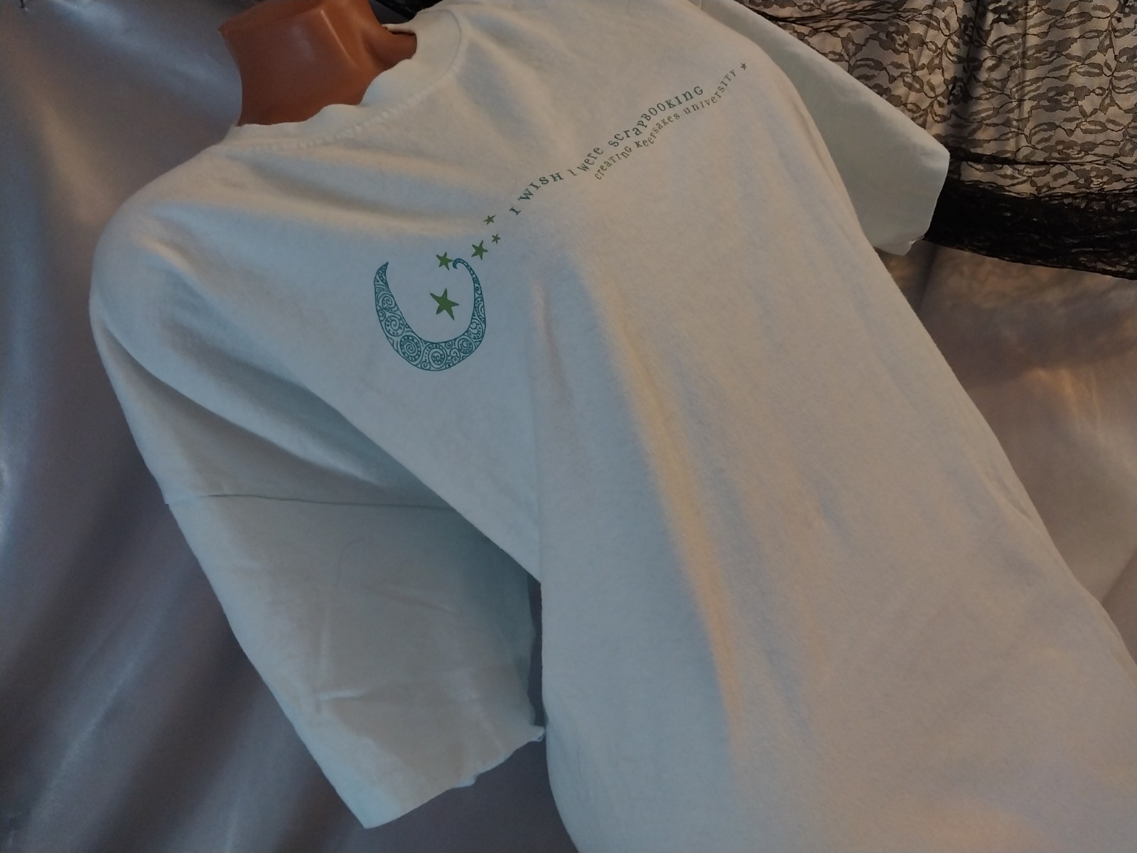 VTG scrapbooking wish baby blue cotton osfm USA CAL CRU SLEEP SHIRT ORGANIC 56