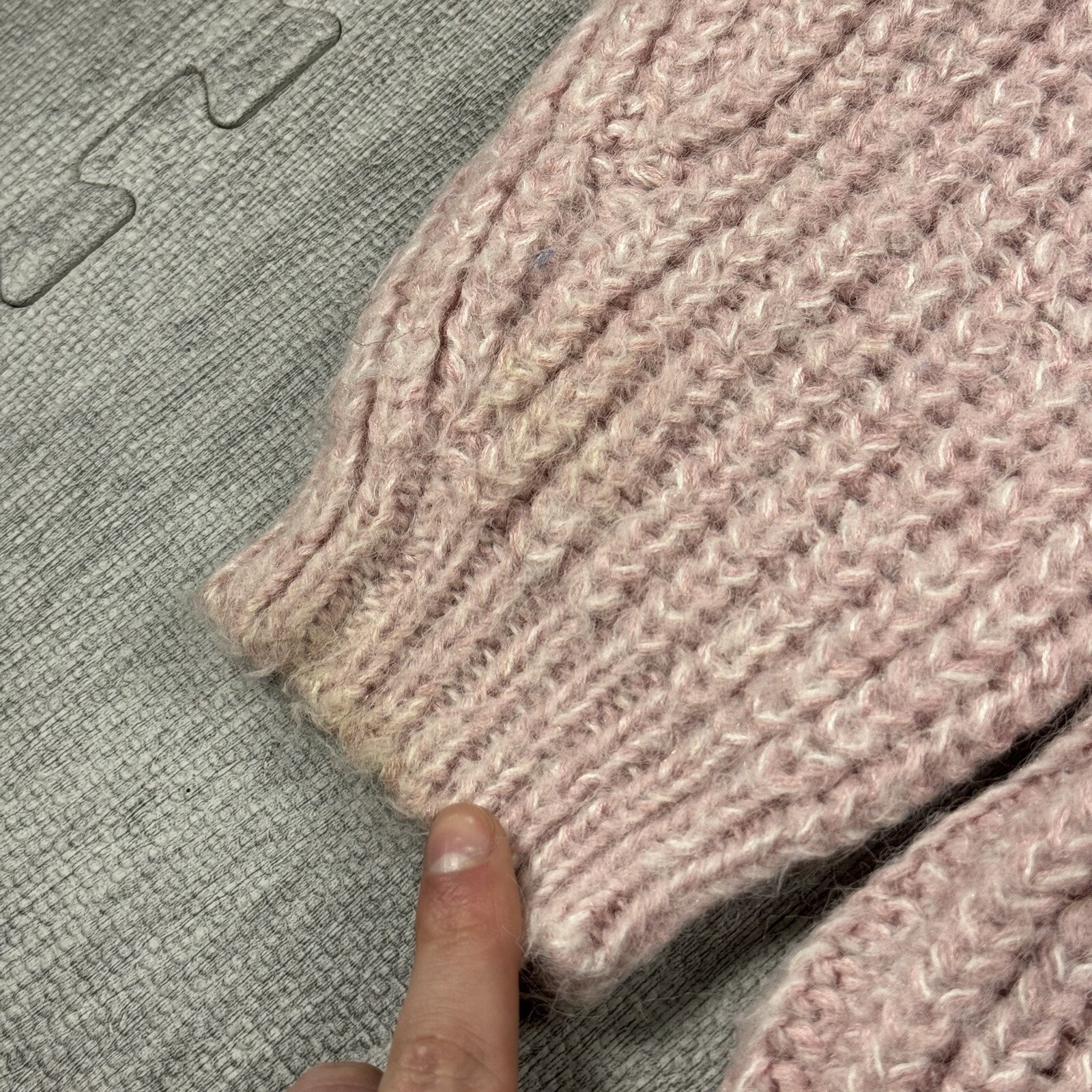 VTG 80S TARAZZIA FUZZY MAUVE PINK PASTEL CROP SWEATER PULLOVER MOCK NECK WMNS L