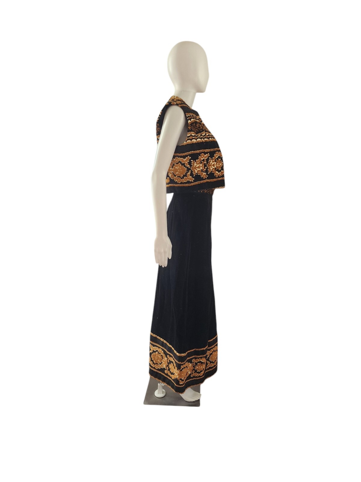 Vintage 60-70s Jo Hardin Tapestry Carpet Vest /skirt Set Boho Hippie Festival