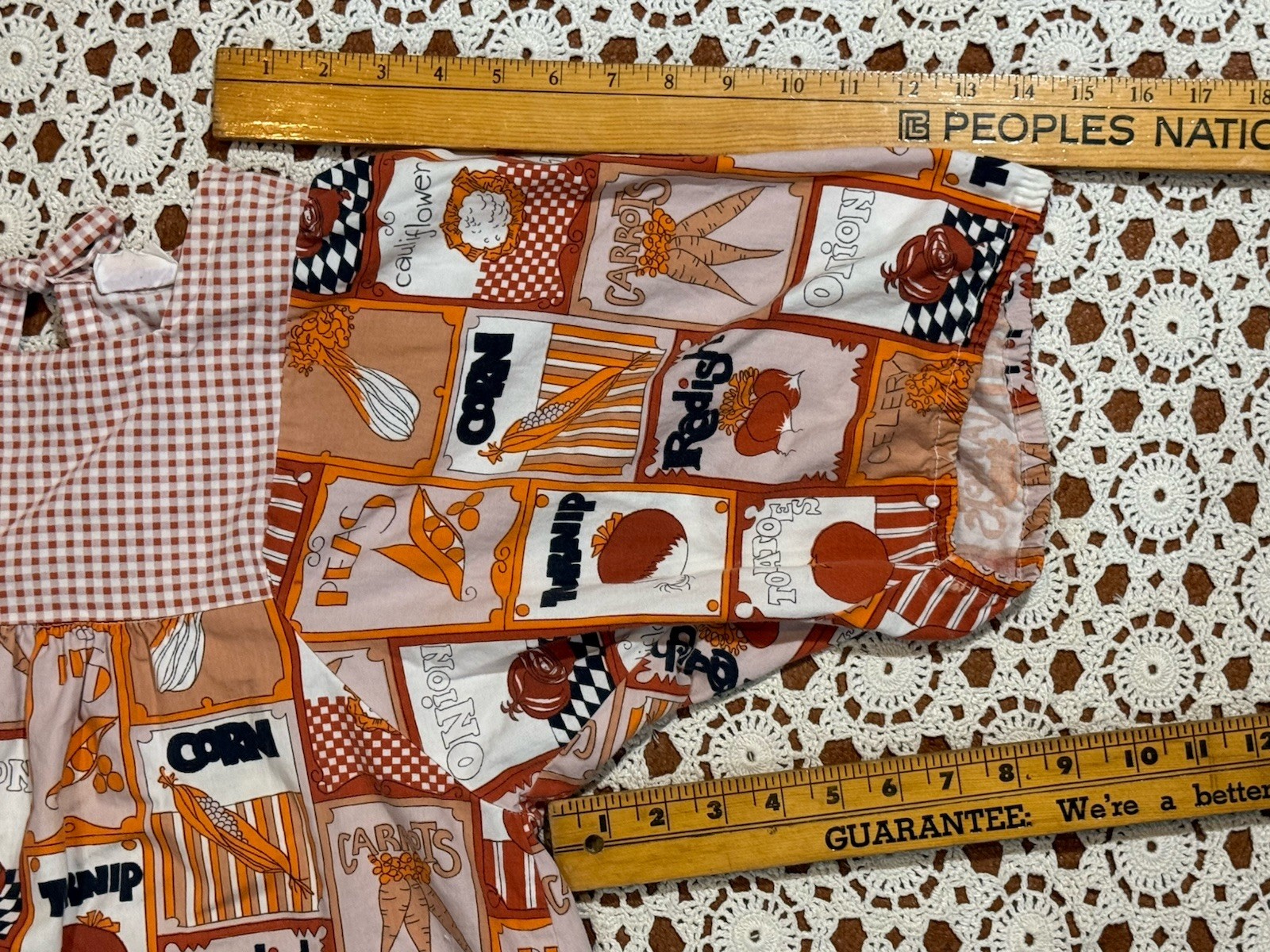 Design House Japan Vintage 70s Vegetables Mod Artist Smock Apron Shirt Hippie