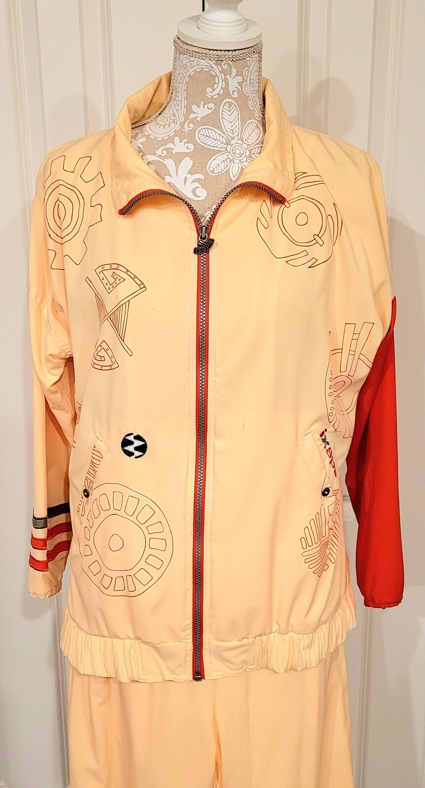 IXSPA By Jamie Sadock Vintage Organza Poly Tracksuit 1990’s Geometric Shapes Lg