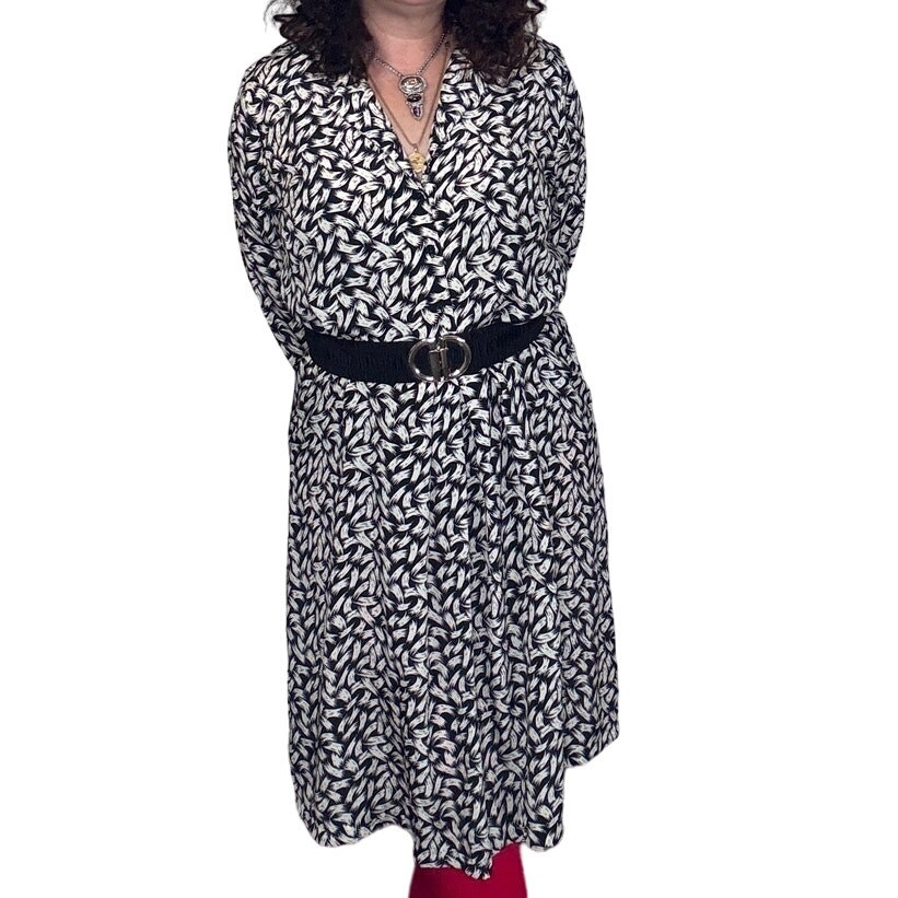 Philippe Marcel Vintage 80s Black & White Secretary Dress size 20