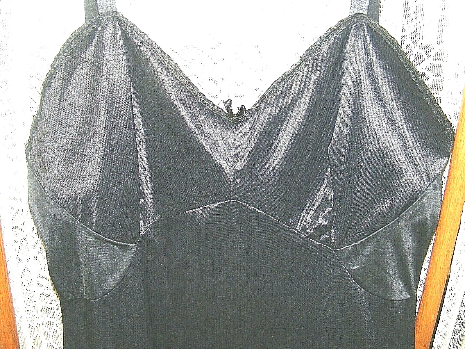 60s Full Slip Black Nylon Philmaid 34B Deadstock w/tag Vintage Lingerie S