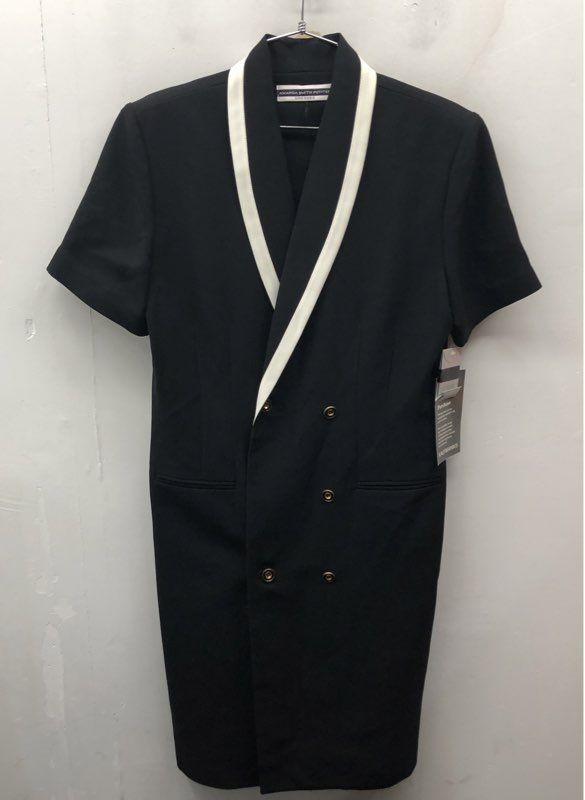 Amanda Smith Petites Women’s Vintage 90s Tuxedo Blazer Dress Black White 14P NWT