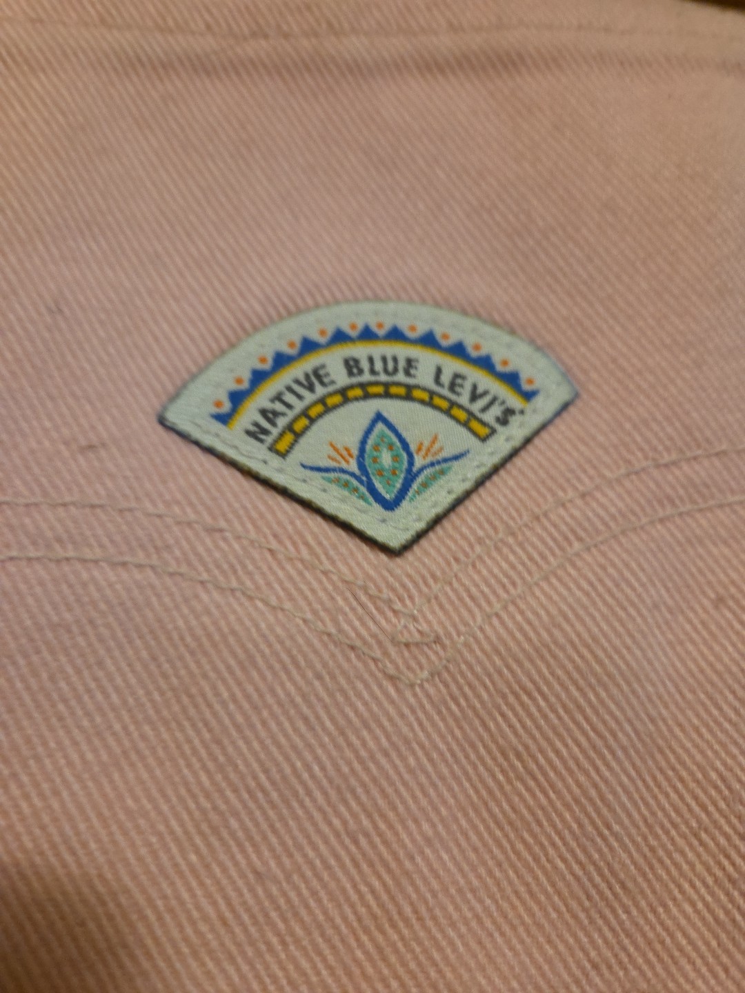 Vintage 90s Levi’s NATIVE BLUE Pink Womens Denim Jeans Pants Size 14 30″ Inseam