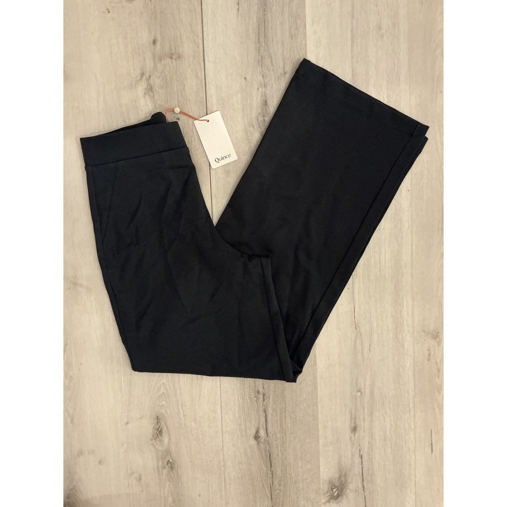 Quince Ultra-Stretch Ponte Wide Leg Pants Black Size Small New With Tags