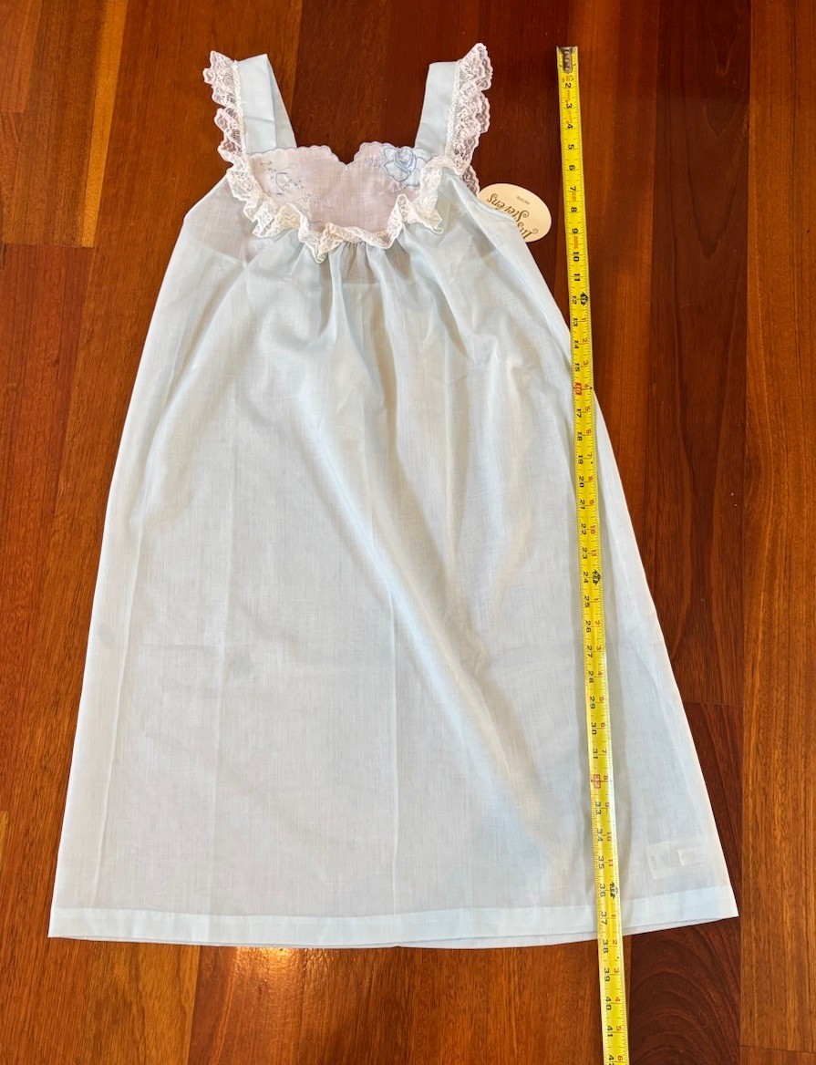 NWT Vtg Ilise Stevens Nightgown Floral Lace Ruffle Pale Blue Small Cottagecore