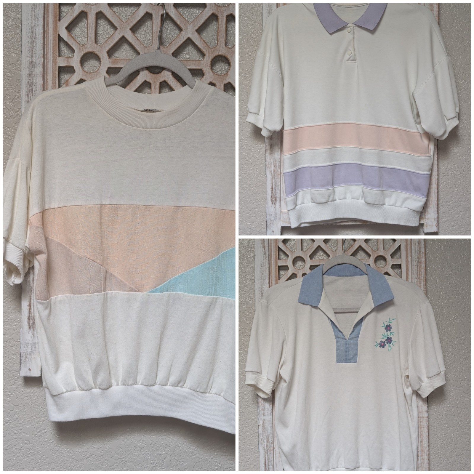 Vintage 80s women’s shirts bundle of 3 Southwestern grannycore preppy pastel