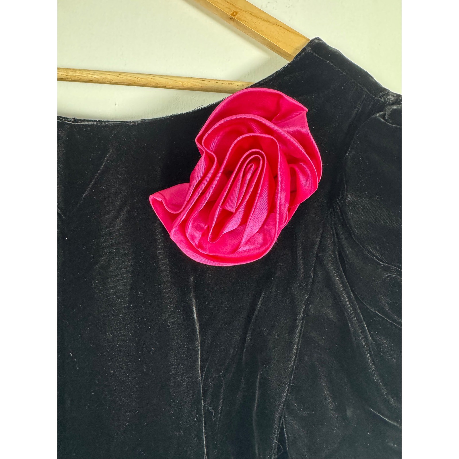 Vintage 80s Evenings by Pantagis Womens 13-14 Prom Dress Black Pink Velvet Satin