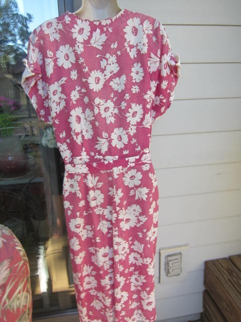 Aunt Lucy’s VTG 1930’s Pink Floral Handmade Day House Dress Belted~Pockets~Sz L