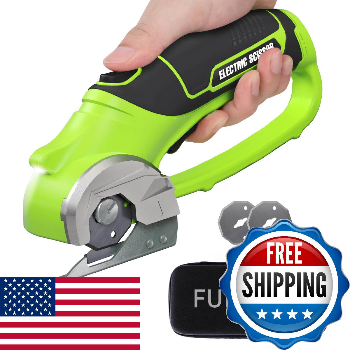 Fursnob Upgraded 4V Cordless Electric Scissors, Cardboard Cutter with 3 Blades,C