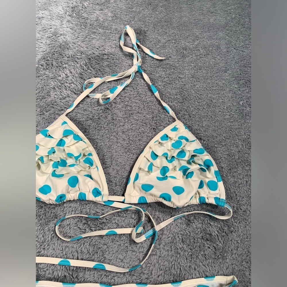 PINK Victoria’s Secret RARE Y2K blue Polka Dot Bikini Set M/L