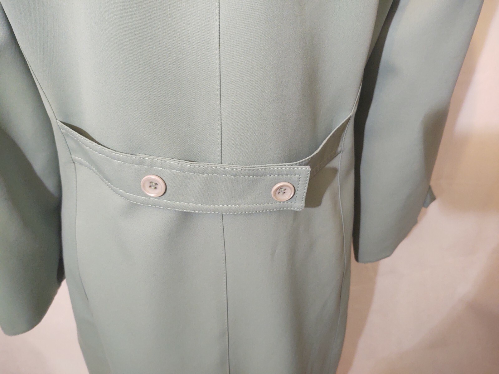 VTG FORECASTER OF BOSTON AQUA WOVEN POLYESTER TRENCH COAT DRESS RAINCOAT 9/10