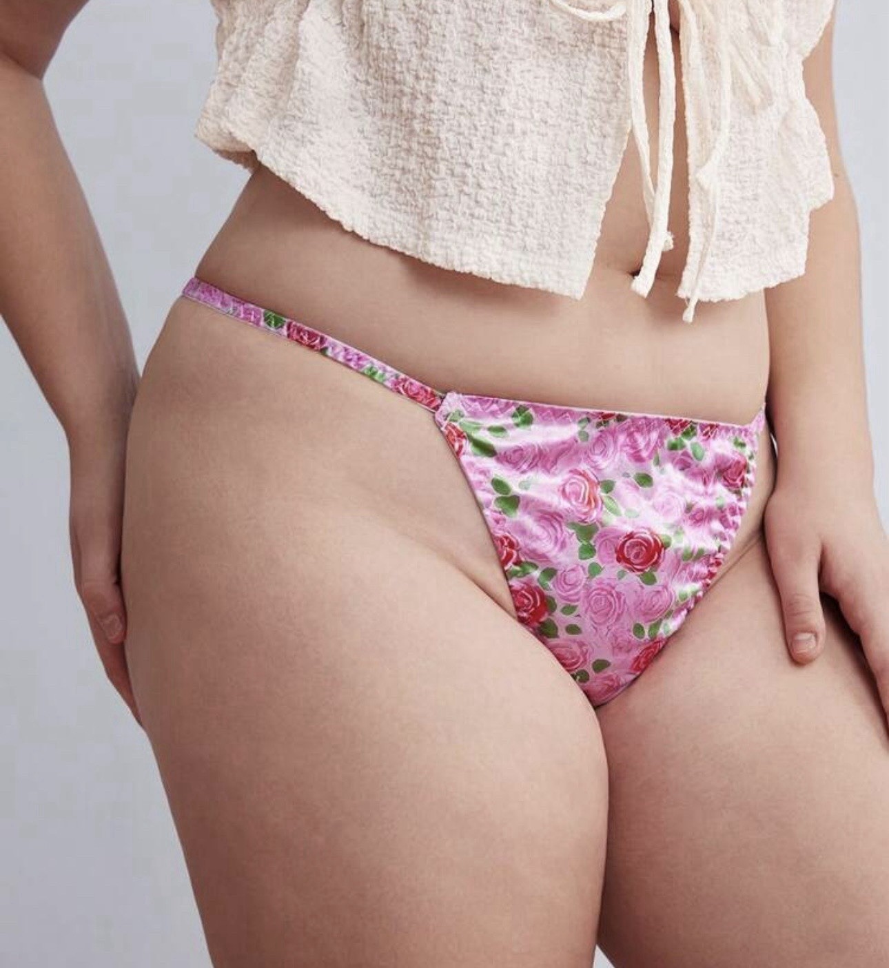 VTG 90’s Style Satin Polyester String Bikini Multi-Floral Panties PLUS 1XL NEW