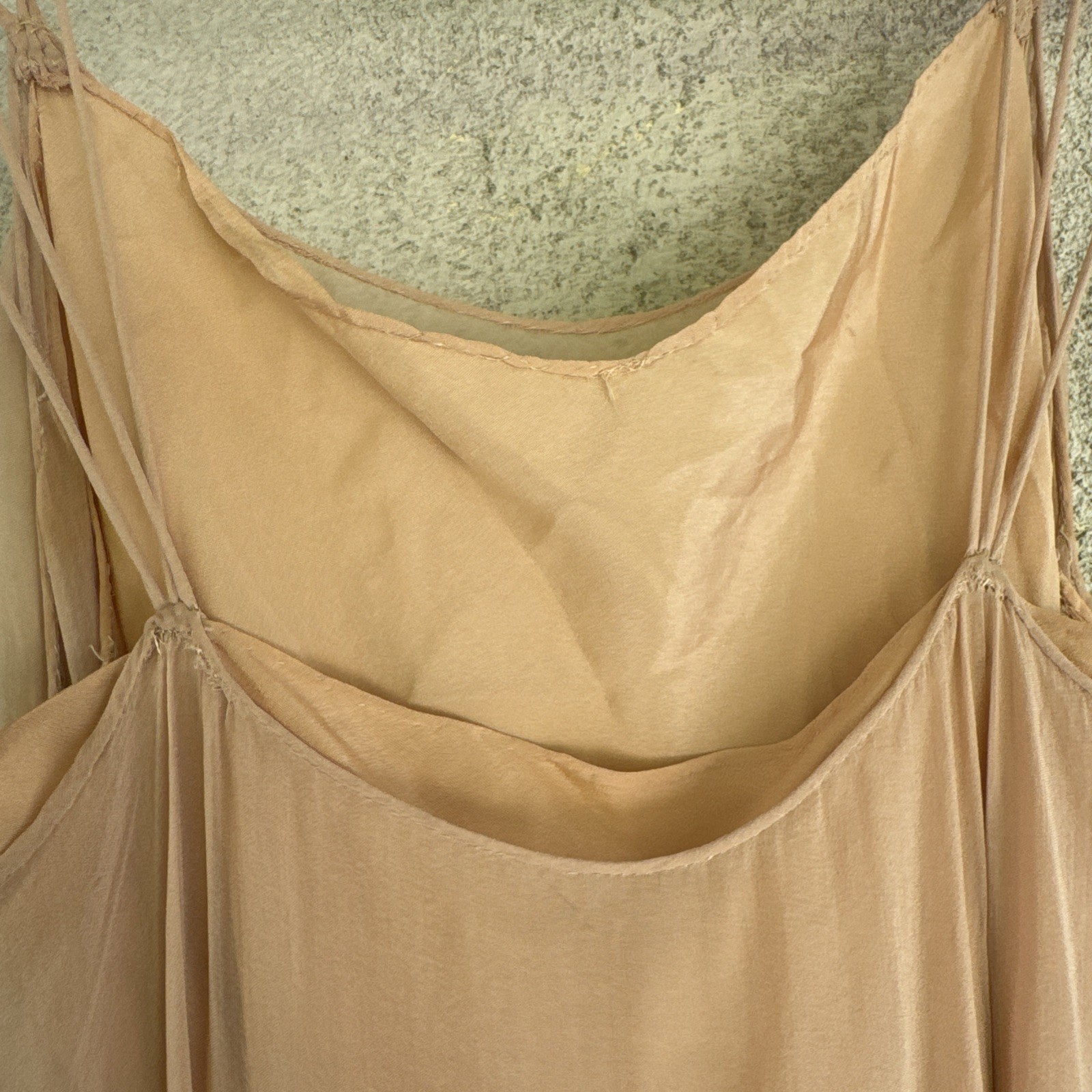 Vintage 1930s Lightest Pink Silk Chiffon Gown Triple Strap Maxi Fairy Dress