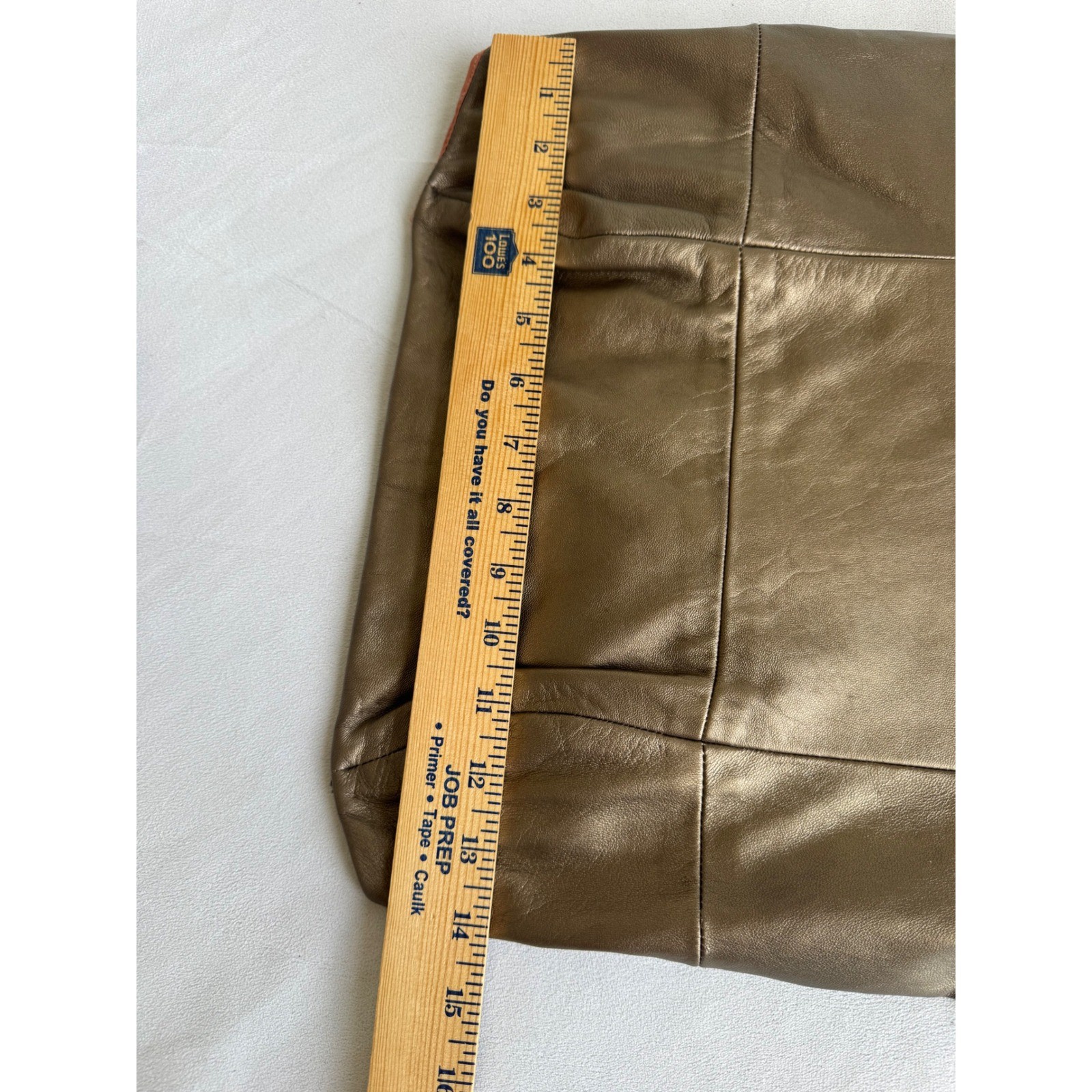 Vintage 100% Lamb Leather Strapless Mini Dress Size 12 Metallic Bronze edgy moto