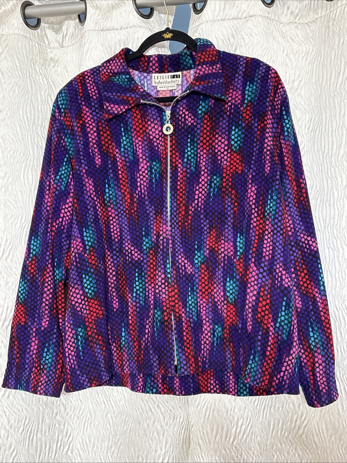VTG-Leslie Fay Haberdashery Colorful Zip-Up Jacket- Size 12