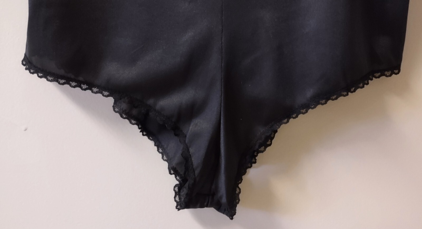 Vintage Jolie Two Black Nylon Sheer Lace Floral Step In Teddy S