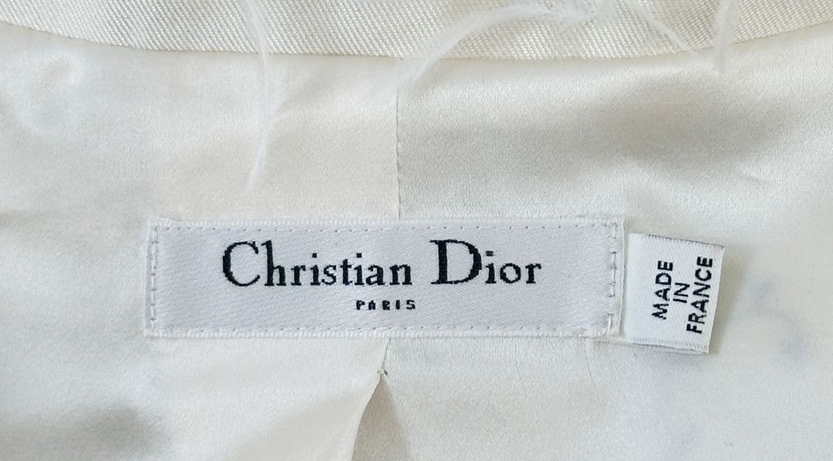 CHRISTIAN DIOR Paisley Ostrich Feather Coat 6 Ivory Blue Green Sequin Bead 2008