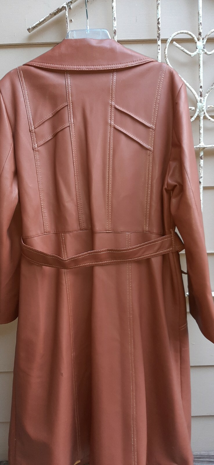 Vintage 60s Womens Grunge Faux Leather Coat By Bottom Line 18 1/2 Made Korea