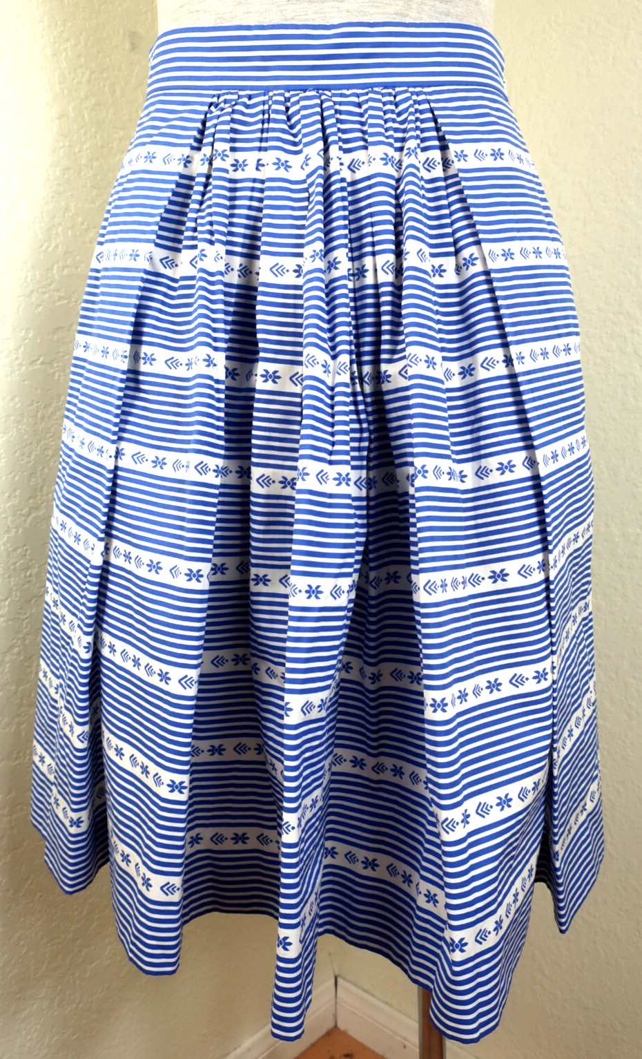 MIU MIU Blue White Striped Cotton Skirt Small 38 4 5 6