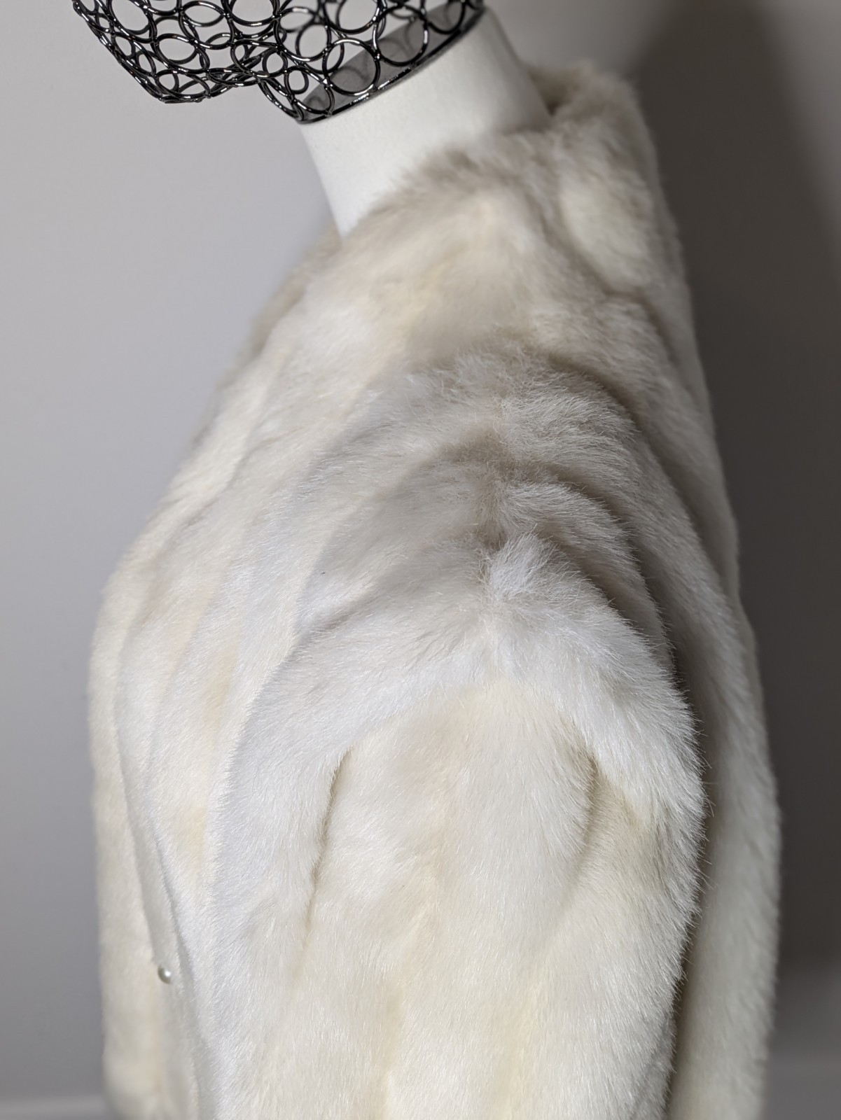 Vintage 80s Luxury Faux Fur Coat by Intrigue Glenoit White Vegan Size Small