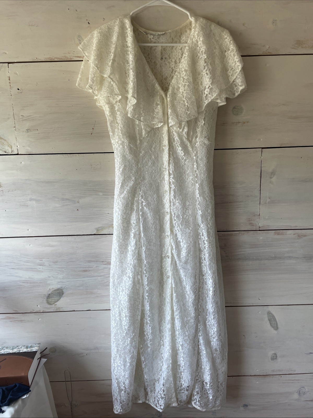 Long White Lacey 1996 Vintage Wedding Dress Sarah Richards Boho Victorian