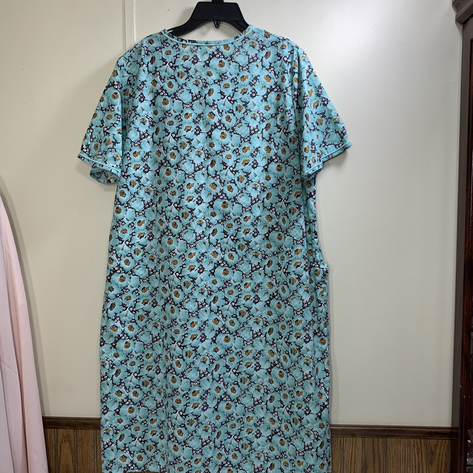 Vintage House Dress Patio Lounger Snap Front Robe Duster Mumu Large Grannycore