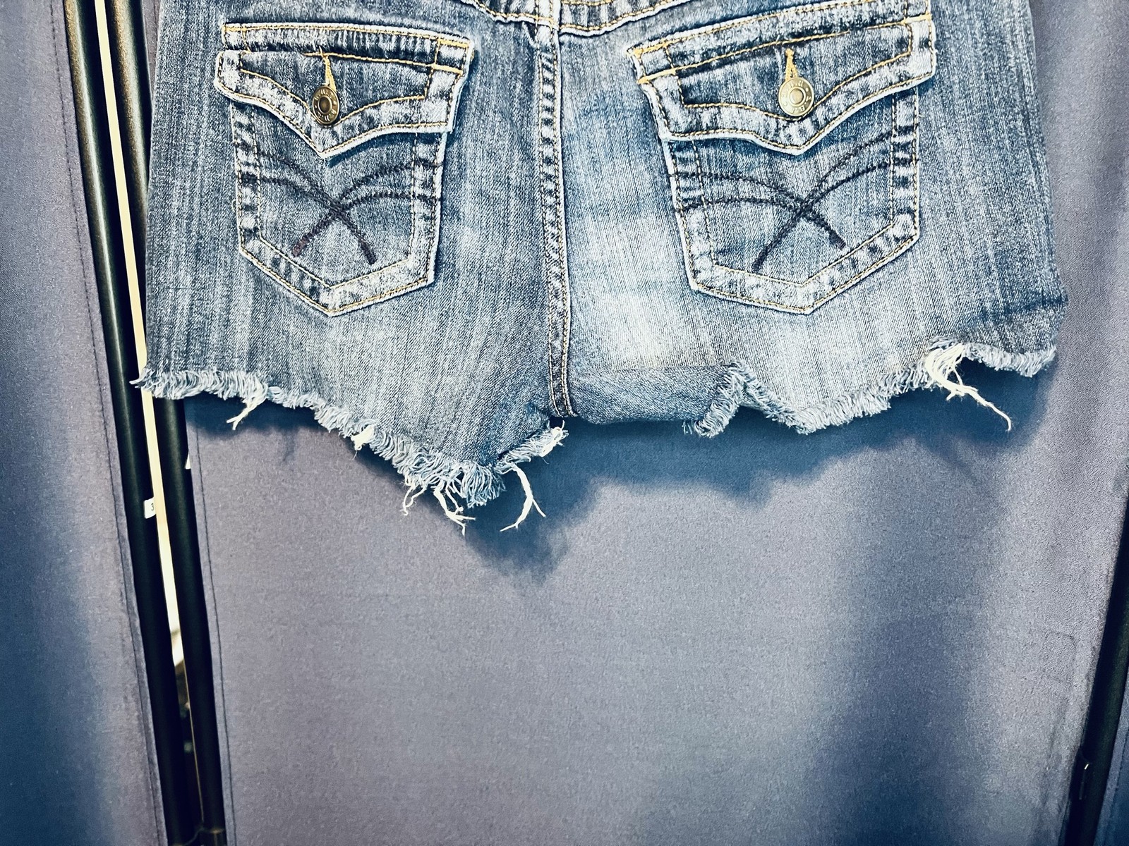 A.N.A A New Approach Womens Denim Shorts Studded Distressed Raw Hem